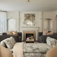 Applicator: Heidi Holzer. Product: Teodorico and Fase Silossanica (walls); Metallo Fuso (fireplace). Location: Southport, CT.